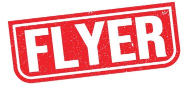 Kırmızı grungy işareti üzerine yazılmış FLYER metni.