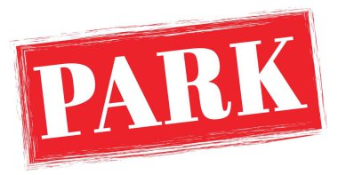 Kırmızı dikdörtgen pul işareti üzerine yazılmış PARK metni.