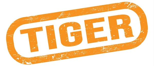 Tiger Text Napsaný Oranžovém Obdélníkovém Razítku — Stock fotografie