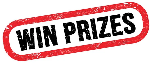 Win Prizes Teksti Punainen Musta Suorakulmio Leima Merkki — kuvapankkivalokuva