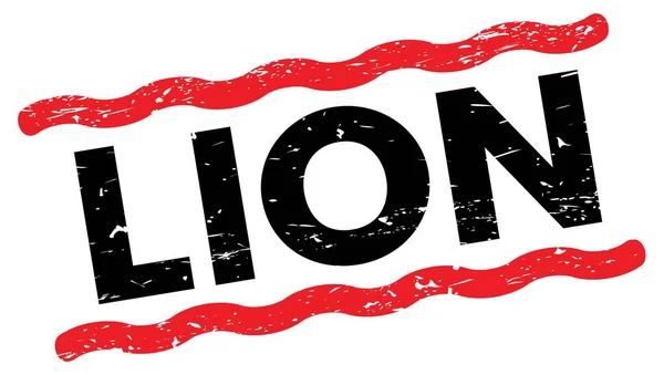 Lion Texto Escrito Rojo Negro Líneas Sello Signo — Foto de Stock