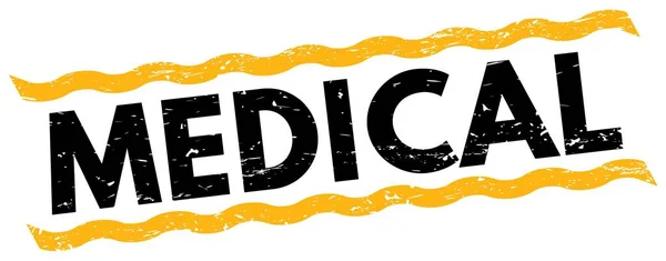 Tekst Medyczny Napisany Żółto Czarnych Liniach Znak Znaczka — Zdjęcie stockowe