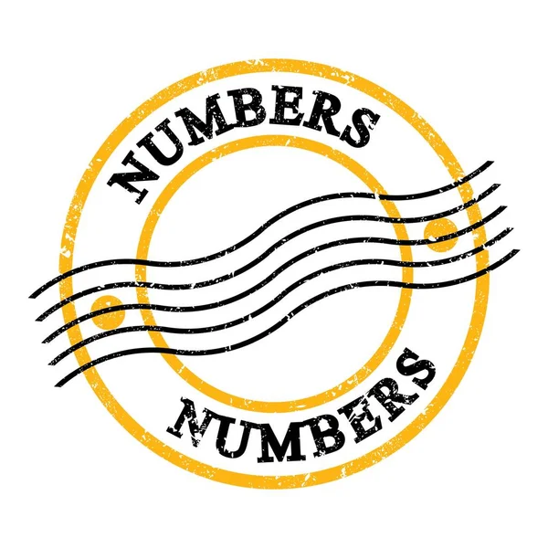 Numbers Text Napsaný Žlutočerné Grungy Poštovní Známce — Stock fotografie
