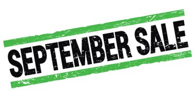 SEPTEMBER Satış metni siyah-yeşil dikdörtgen mühür işareti üzerine yazılmış.