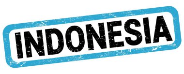 Mavi-siyah dikdörtgen işareti üzerine yazılmış INDONEZYA metni.