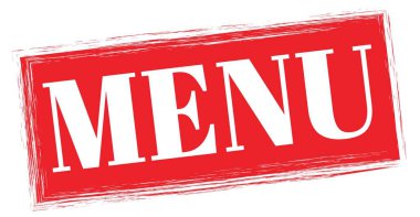 Kırmızı dikdörtgen damga işareti üzerine yazılmış MENU metni.