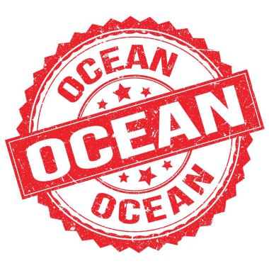 Kırmızı yuvarlak pul işareti üzerine yazılmış OCEAN metni
