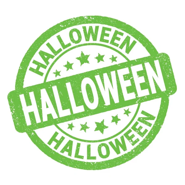 Halloween Testo Scritto Verde Grungy Timbro Segno — Foto Stock