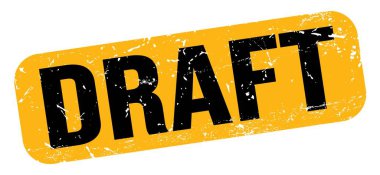 Sarı-siyah grungy işareti üzerine yazılmış DRAFT metni.