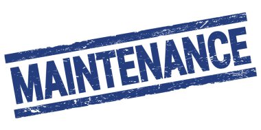 Mavi dikdörtgen mühür işareti üzerine yazılmış MAINTENANCE metni.