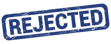Mavi dikdörtgen mühür işareti üzerine yazılmış REJECTED metin.