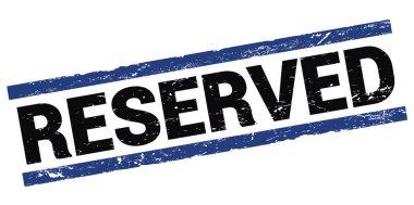 Siyah-mavi dikdörtgen mühür işareti üzerine yazılmış RESERVED metin.