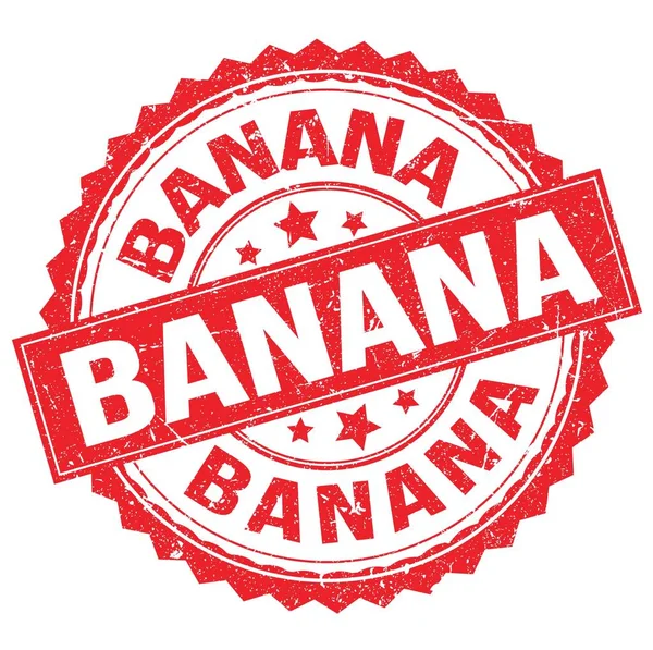 Banana Szöveg Piros Kerek Bélyegzőtáblára Írva — Stock Fotó