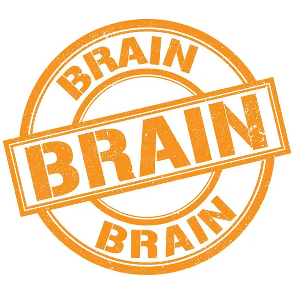 Brain Testo Scritto Sul Segno Del Timbro Arancio Rotondato — Foto Stock