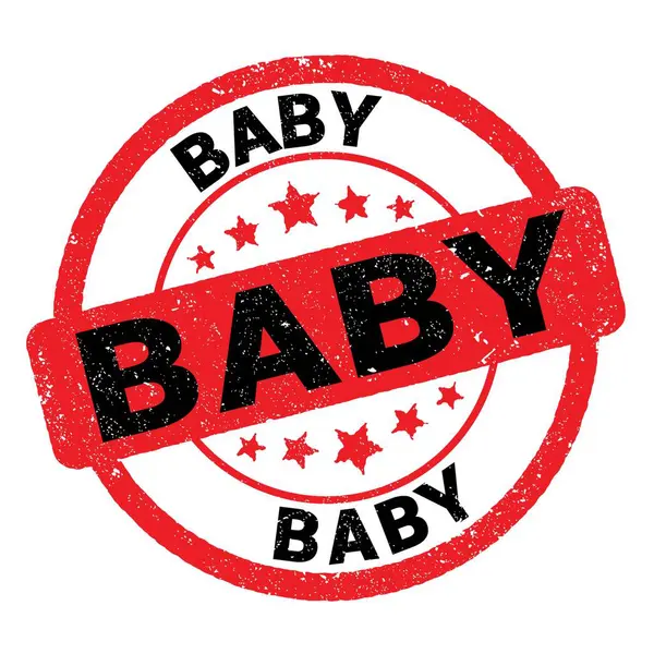 Baby Text Napsaný Červenočerném Grungy Razítku — Stock fotografie
