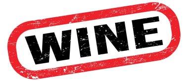 Şarap, kırmızı-siyah dikdörtgen mühür işareti üzerinde metin.