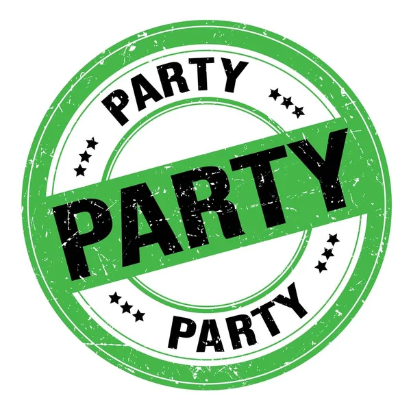 Party Text Written Green Black Grungy Stamp Sign — Stock Photo, Image