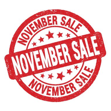 Kırmızı grungy mühür işareti üzerine yazılmış Kasım Satışı metni.