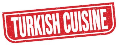 Kırmızı grungy işareti üzerine yazılmış TURKISH CUISINE metni.