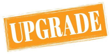 Turuncu dikdörtgen mühür işareti üzerine yazılmış UPGRAD metni.