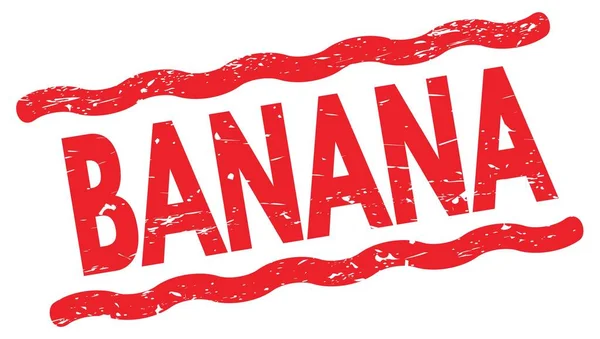 赤い線で書かれたバナナのテキストスタンプサイン — ストック写真