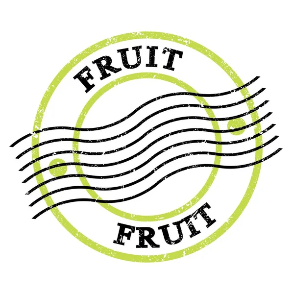 Fruit Text Written Green Black Grungy Postal Stamp — Stock Photo, Image