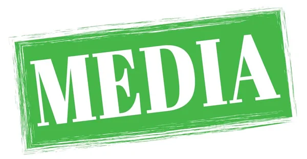 Media Tekst Geschreven Groene Rechthoek Stempel Teken — Stockfoto