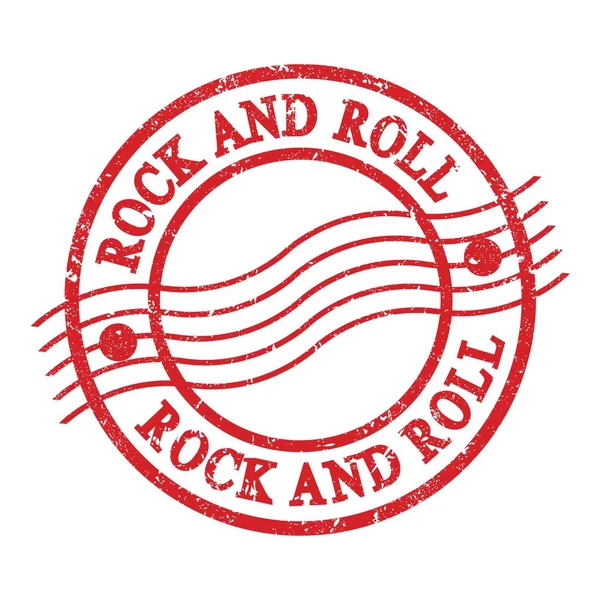 Rock Roll Text Written Red Grungy Postal Stamp — ストック写真