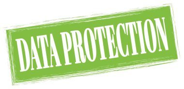 Yeşil dikdörtgen işareti üzerine yazılmış DATA PROTECTION metni.