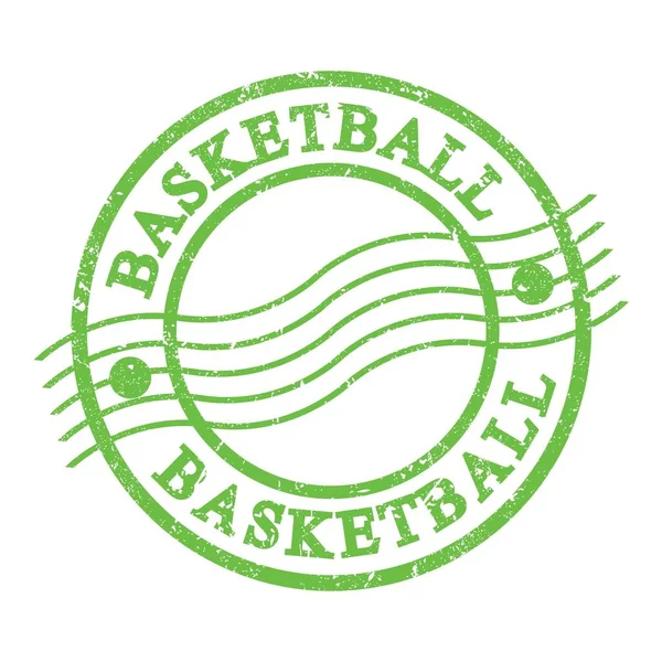 Basketball Tekst Geschreven Groene Grungy Postzegel — Stockfoto