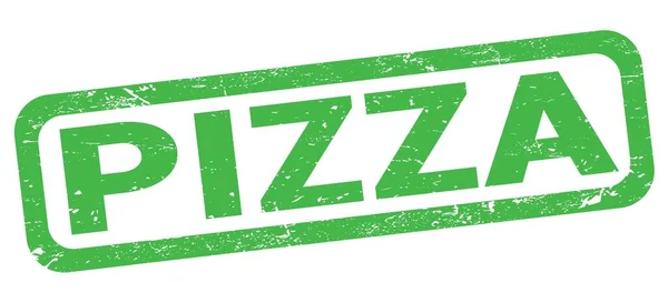 Pizza Text Written Green Rectangle Stamp Sign — Zdjęcie stockowe