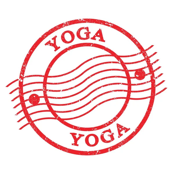 Yoga Texto Escrito Rojo Grungy Sello Postal — Foto de Stock