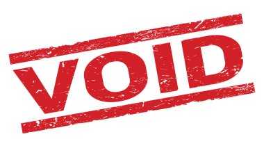 Kırmızı dikdörtgen pul işareti üzerine yazılmış VOID metni.