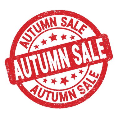 Kırmızı grungy işareti üzerine yazılmış AUTUMN satış metni.