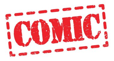 Kırmızı çizgi işareti üzerine yazılmış COMIC metni.