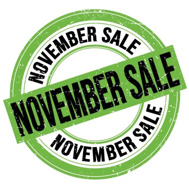 Yeşil-siyah yuvarlak grungy mühür işareti üzerine yazılmış Kasım satışı metni