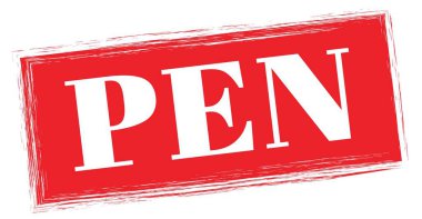 Kırmızı dikdörtgen pul işareti üzerine yazılmış PEN metni.