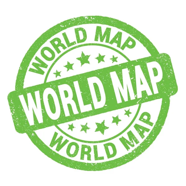 Mapa Mundial Texto Escrito Verde Signo Sello Grungy — Foto de Stock