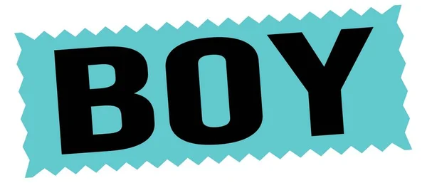 Boy文字为蓝黑色锯齿形邮票标志 — 图库照片