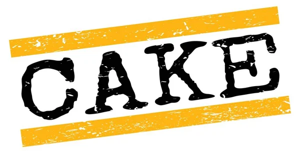 Kuchen Text Geschrieben Auf Gelb Schwarzen Grungy Linien Stempelschild — Stockfoto
