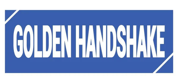 Golden Handshake Texto Escrito Sinal Carimbo Azul Grungy — Fotografia de Stock