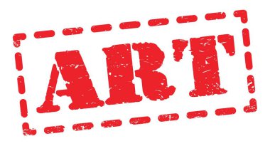 Kırmızı pano işareti üzerine yazılmış sanat metni.