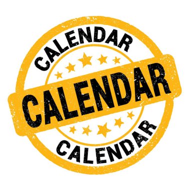 Sarı-siyah grungy işareti üzerine yazılmış CALENDAR metni.