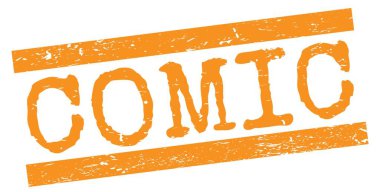 Turuncu grungy çizgileri üzerine yazılmış COMIC metni.