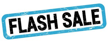 Mavi-siyah dikdörtgen mühür işareti üzerine yazılmış FLASH satışı metni.