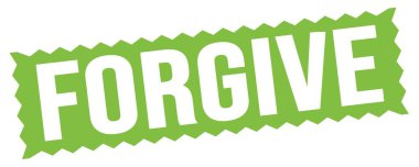 Yeşil zig-zag işareti üzerine yazılmış affedici metin.