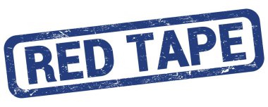 Mavi dikdörtgen damga işareti üzerine yazılmış kırmızı TAPE metni.