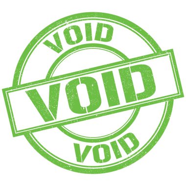 Yeşil yuvarlak pul işareti üzerine yazılmış VOID metni