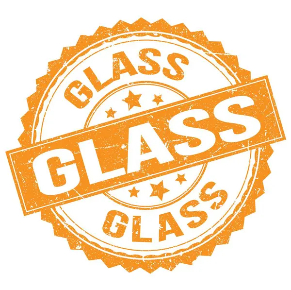 Texto Glass Escrito Sinal Carimbo Redondo Laranja — Fotografia de Stock