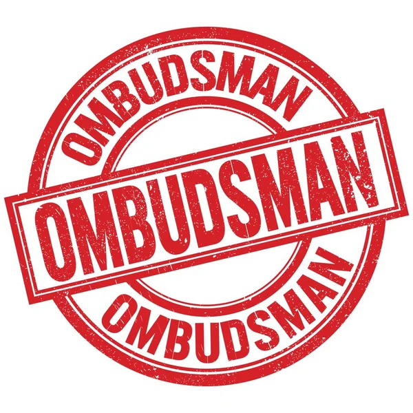 Ombudsman Κείμενο Γραπτό Μήνυμα Σχετικά Κόκκινο Στρογγυλό Σφραγίδα — Φωτογραφία Αρχείου